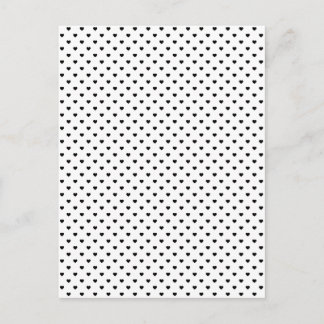 Black Polkadot Hearts on White Postcard