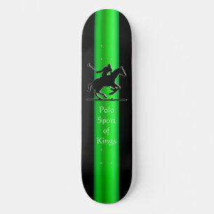 Black Polo Pony and Rider, green chrome-look strip Skateboard