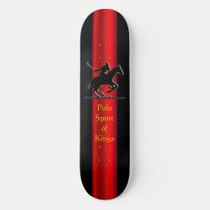 Black Polo Pony and Rider, red chrome-effect strip Skateboard