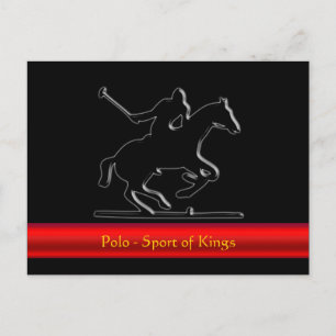 Black Polo Pony and Rider, red chrome-look stripe Postcard