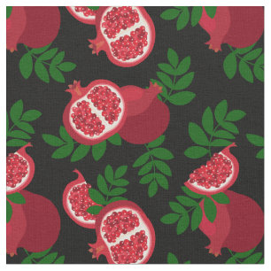 black pomegranate fruit fabric