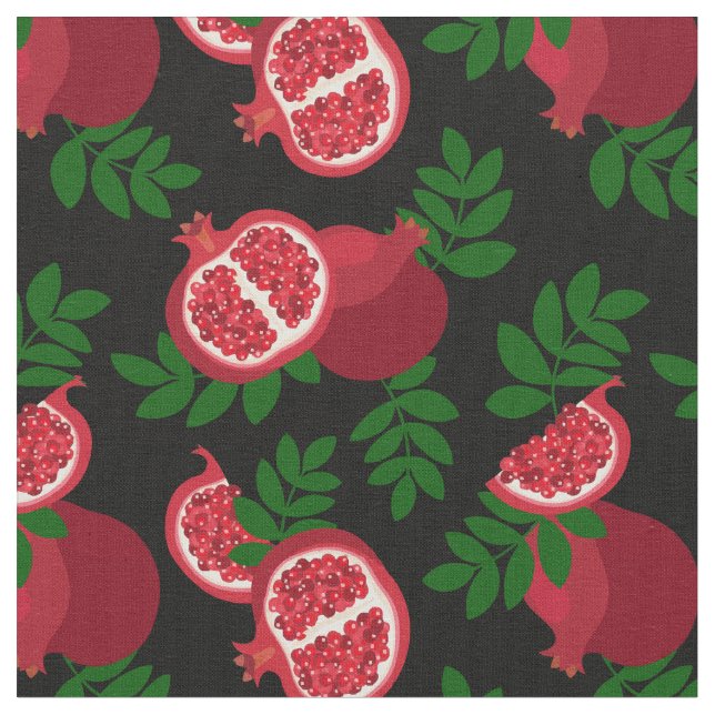 black pomegranate fruit fabric (Close Up)