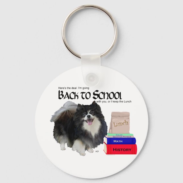 Black Pomeranian Back to School Key Ring (Front)