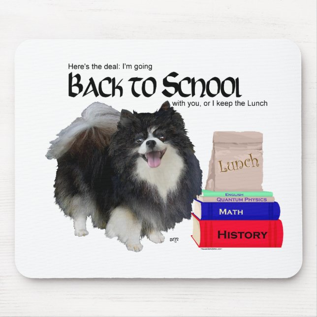 Black Pomeranian Back to School Mouse Pad (Front)