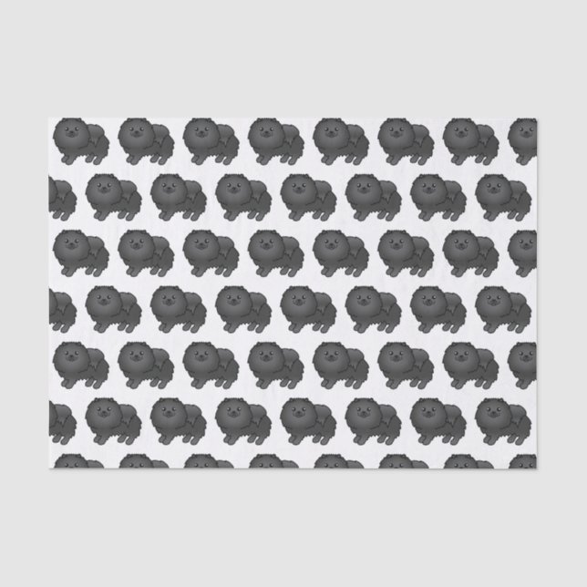 Black Pomeranian Cute Cartoon Dog Pattern Tissue Paper (Front)