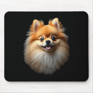 Black Pomeranian Dog Pom Face Mouse Pad