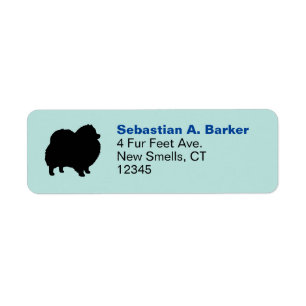 Black Pomeranian Dog Silhouette Return Address