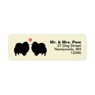Black Pomeranian Dog Silhouettes with Heart