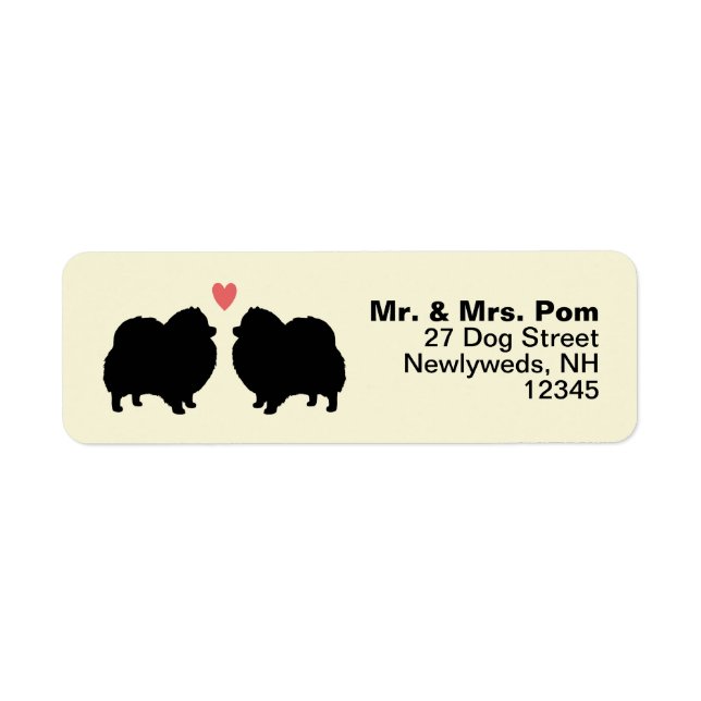 Black Pomeranian Dog Silhouettes with Heart (Front)