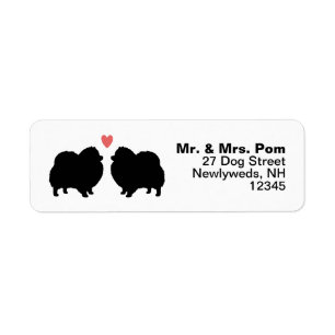 Black Pomeranian Dog Silhouettes with Heart