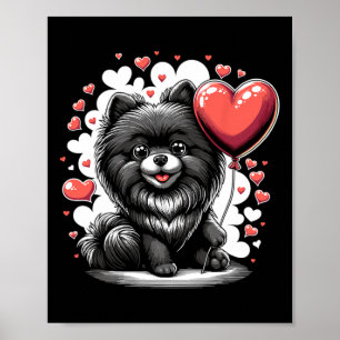 Black Pomeranian Dog Valentine's Day Dog Owner Val Poster