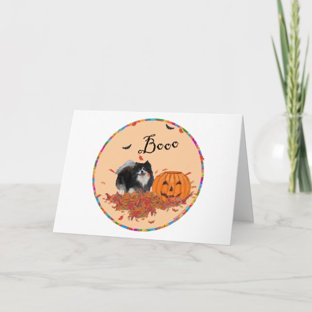 Black Pomeranian Halloween Card (Front)