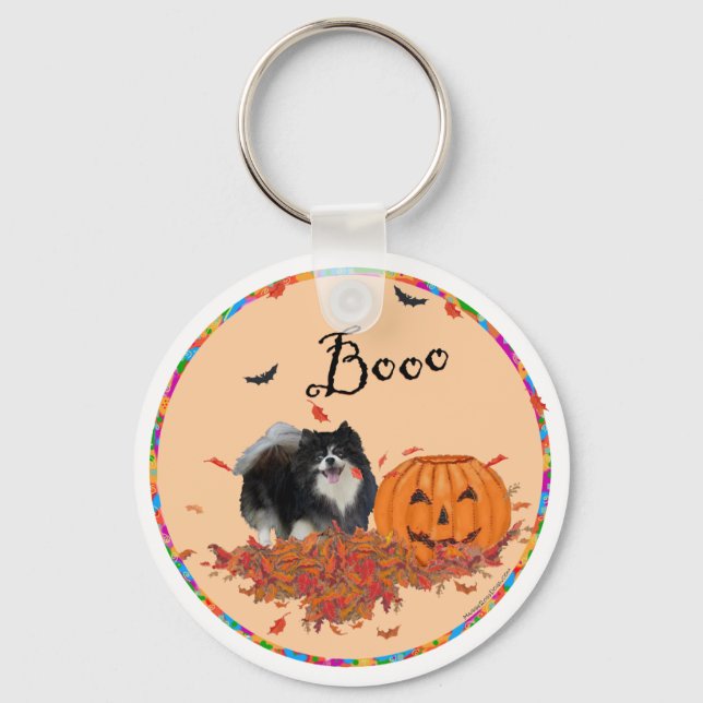 Black Pomeranian Halloween Key Ring (Front)