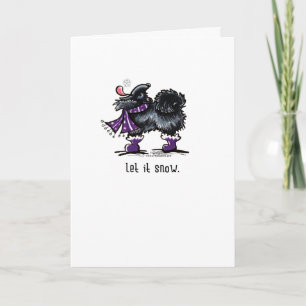 Black Pomeranian Let it Snow Holiday Card