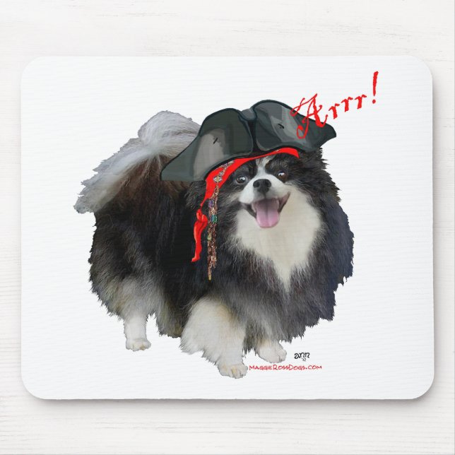 Black Pomeranian Pirate - Arrr! Mouse Pad (Front)