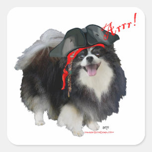 Black Pomeranian Pirate - Arrr! Square Sticker