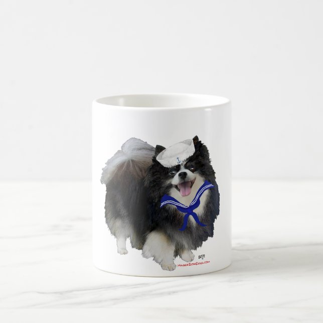 Black Pomeranian Sailor Coffee Mug (Center)