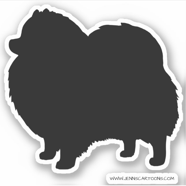 Black Pomeranian Silhouette Cute Dog Breed (Front)