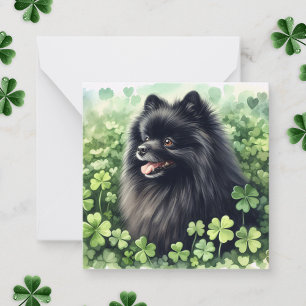 Black Pomeranian St Patricks Day  Card
