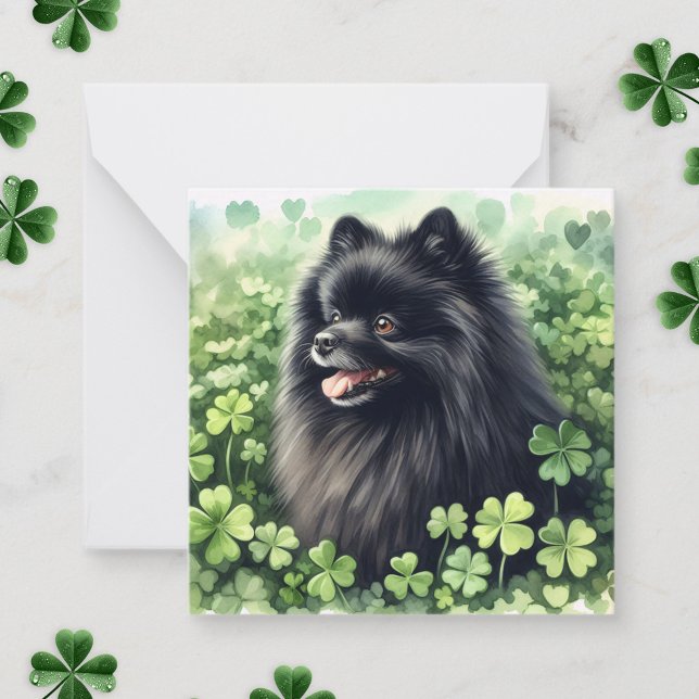 Black Pomeranian St Patricks Day  Card (Creator Uploaded)
