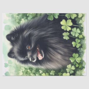 Black Pomeranian St Patricks Day Decoupage Tissue Paper