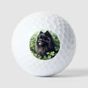 Black Pomeranian St Patricks Day Golf Balls