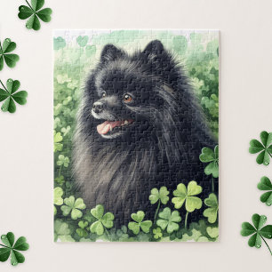 Black Pomeranian St Patricks Day  Jigsaw Puzzle