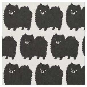 Black Pomeranians Pattern Fabric