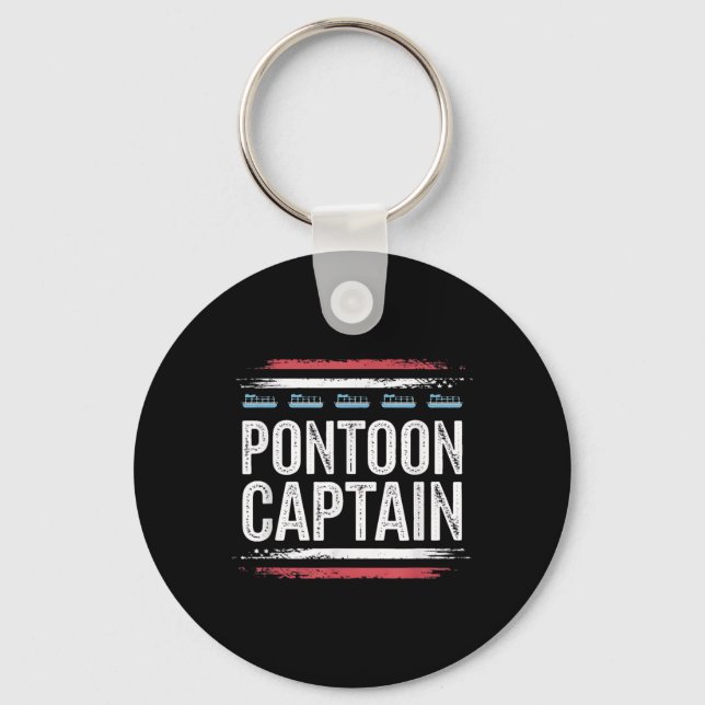 Black-pontoon Boat-captain 4th Of-july  Key Ring (Front)