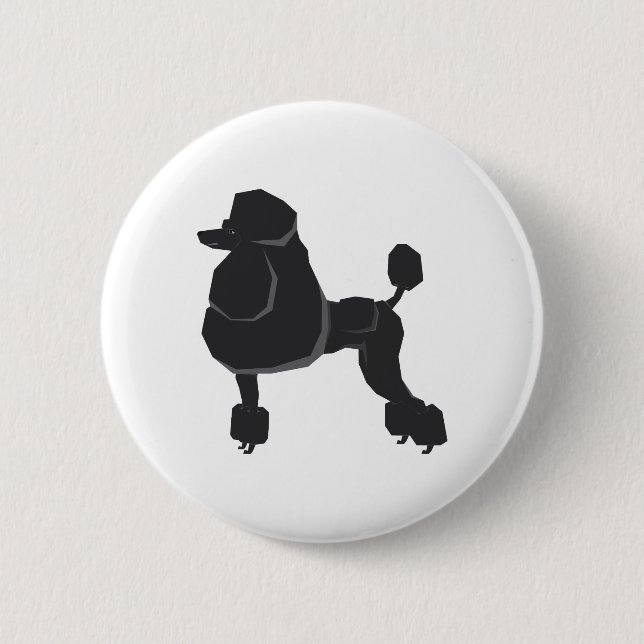 Black Poodle 6 Cm Round Badge (Front)