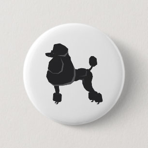 Black Poodle 6 Cm Round Badge