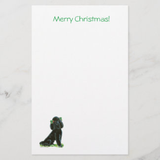 Black Poodle Christmas Holly Art Gifts & Cards