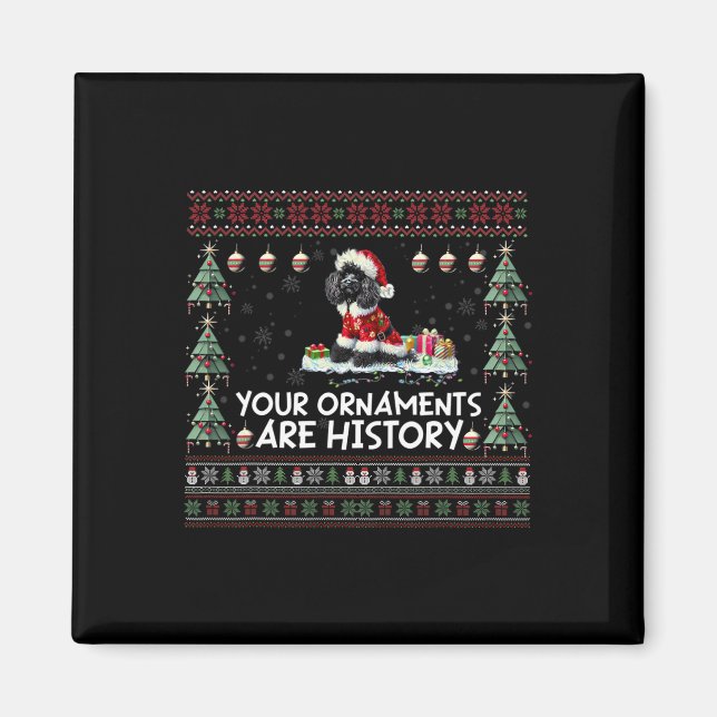 Black Poodle Christmas Tree Lights Decorations Xma Magnet (Front)