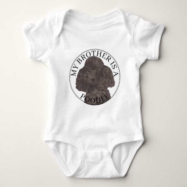 Black Poodle Dog Baby Bodysuit (Front)