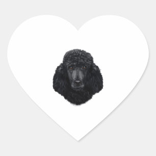 Black Poodle Dog Face Heart Sticker