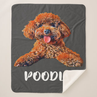 Black Poodle Dog Mum Dad Owner | Cute Dog Sherpa Blanket