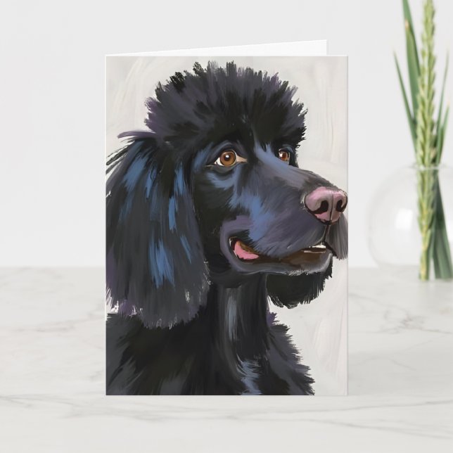 Black Poodle | Dog Watercolor Pet Card (Front)