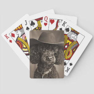 Black Poodle Dressed as a Cowboy Halloween Costume Playing Cards