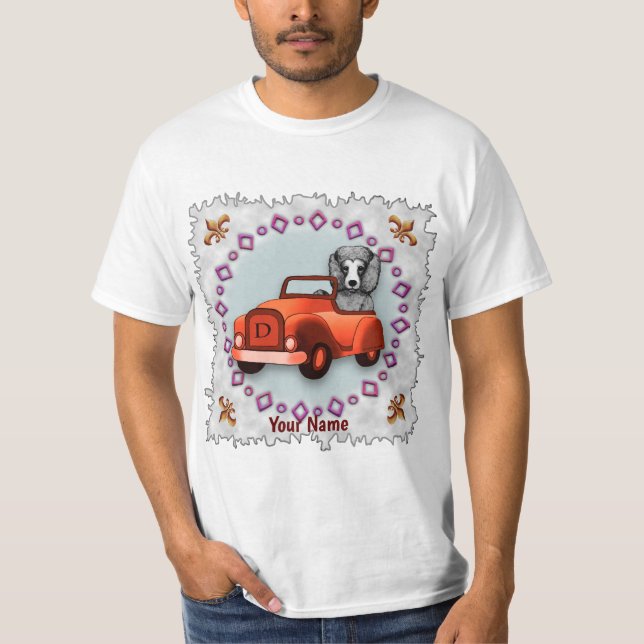 Black Poodle Driving Car  T-Shirt (Front)