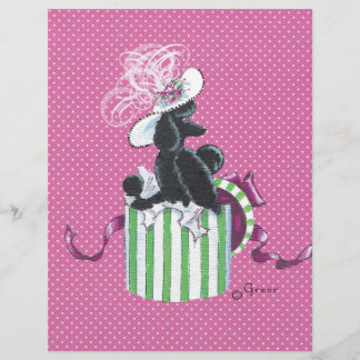 Black Poodle in Hatbox Vintage Style