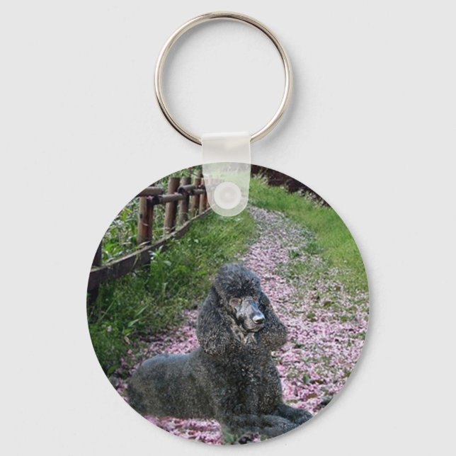 Black Poodle Keychain Flowers (Front)
