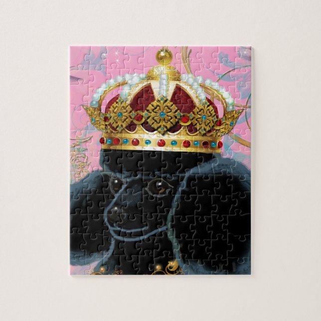 Black Poodle King with Crown Jigsaw Puzzle (Vertical)