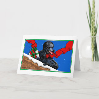 Black Poodle n Packages Christmas Holiday Art Card