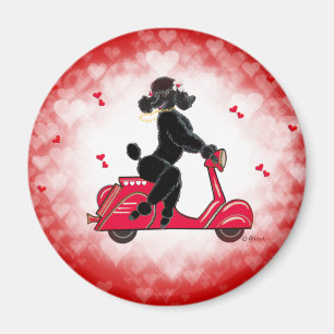 Black Poodle on a Red Hearts Magnet