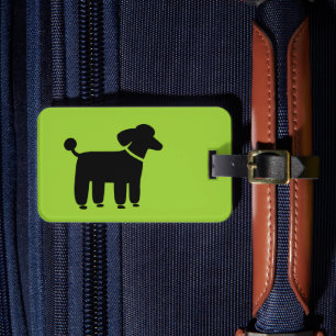 Black Poodle on Green (Colour is Customisable) Luggage Tag