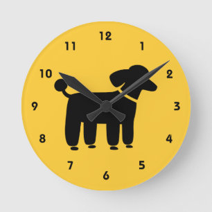 Black Poodle on Yellow (Colour is Customisable) Round Clock