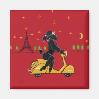 Black Poodle Paris Scooter Eiffel Tower Magnet
