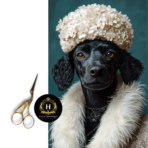 Black Poodle Portrait White Hydrangea Decoupage Tissue Paper