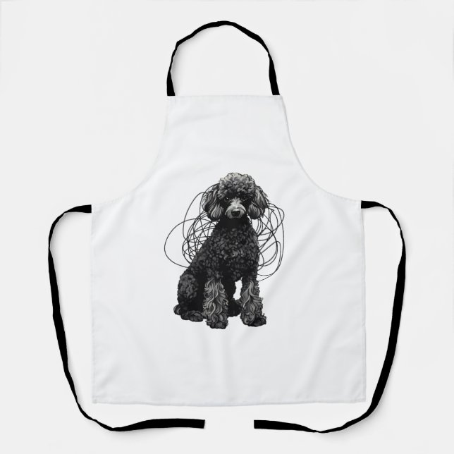 Black Poodle Premium T-Shirt Apron (Front)