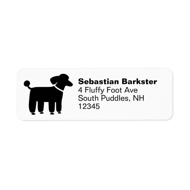 Black Poodle Return Address Labels (Front)